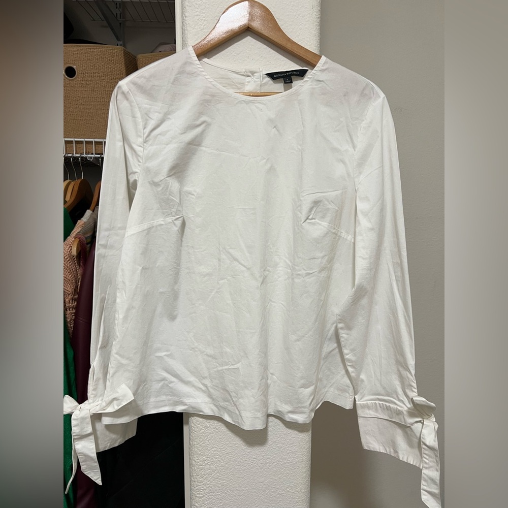 BANANA REPUBLIC Cotton Blend White Top with Bows
